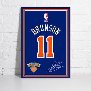 Jalen Brunson Jersey Poster, New York Knicks Wall Art Print Sports Framed Canvas NBA Home Decor Basketball Gift Artwork A41 Birthday Gift