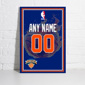 Custom New York Knicks Jersey Poster Personalized Jersey Framed Canvas Wall Art NBA Custom Name and Number Gift Home Decor A123