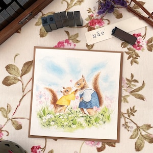 Postal Mother - Dia da Mãe - Ilustração de Animais - Cartão dobrado - Postal de Felicitação