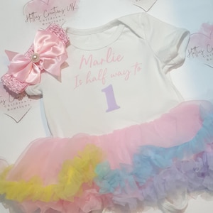 Traje de tutú pastel personalizado con diadema, traje de niña para primer cumpleaños, Pascua, sesión de fotos