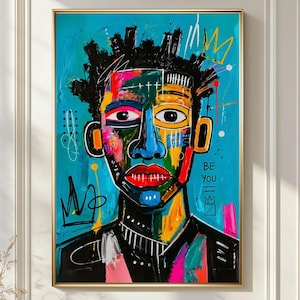 Abstract Face Wall Art, Colorful Portrait Painting, Modern Expressionist Artwork, Graffiti Style, Bold Urban, Vibrant Statement Print File