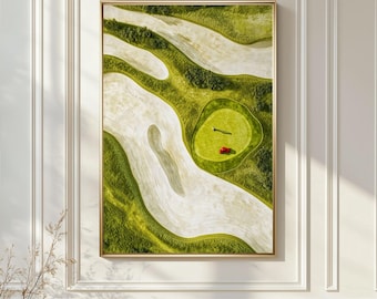 Aerial Golf Course Wall Art, Minimal Landscape Print, Green Fairway Abstract Photography, Luxury Nature Poster, Modern Office Decor