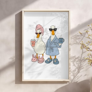 Funny Duck Bathroom Wall Art, Goose Morning Coffee Illustration, Not Today Humor Print, Cute Animal Bath Decor, Cozy Minimalist Poster File
