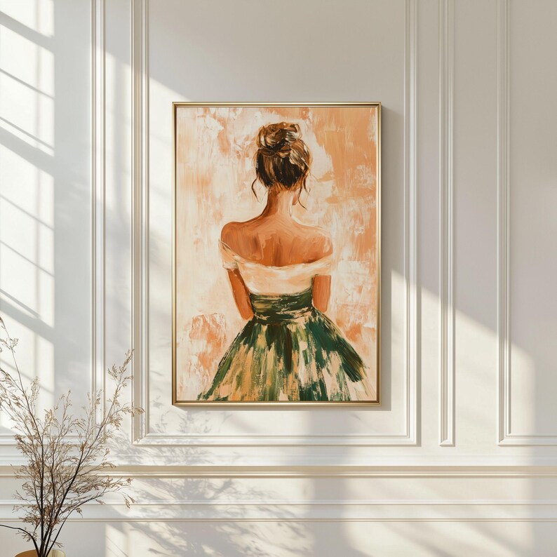 Abstract Woman Back View Wall Art, Elegant Female Painting, Neutral ...