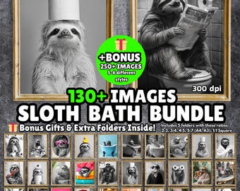 130+ roliga sengångare-paket med badrumskonsttryck (digital nedladdning)