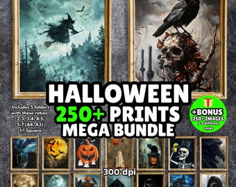 250+ Halloween-PAKET-tryck, Dark Academia Spooky-väggkonst (digital nedladdning)