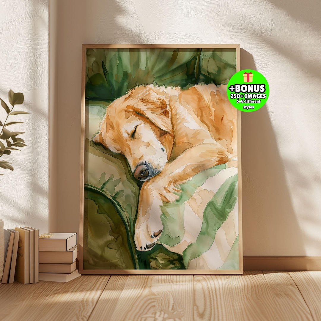 watercolor-golden-retriever-print-sleeping-dog-art-digital-download