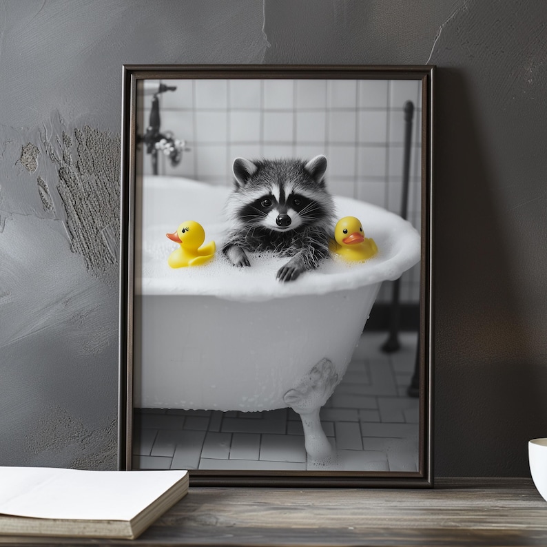 80+ Funny Raccoon Bathroom Art Bundle, Humor Black and White Prints ...