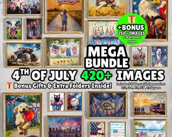 420+ Prints American Flag Art , Patriotic Animals Poster MEGA Bundle (Digital Download)