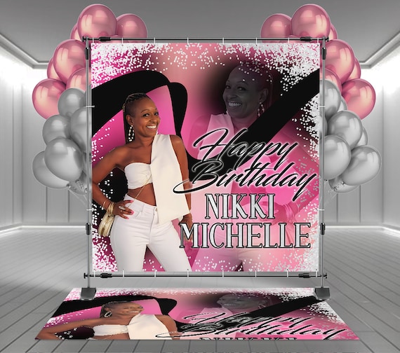 Backdrop + Floor decal, Custom Birthday Banner and Floor Decal, Party Decor, Event planner Decoration, Vinyl Step and Repeat, Birthday Signs