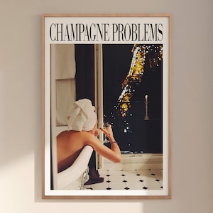 Champagne Problems Poster, Trendy Swiftie Wall Art, Paris, Vintage Bar Cart, Vintage Alcohol Poster, Drinks Wall Decor, Bar Cart Print