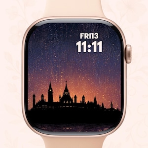 Pacchetto di sfondi per Apple Watch per il Giorno del Canada: fuochi d'artificio di Parliament Hill e foglie d'acero - Download digitale del quadrante patriottico canadese