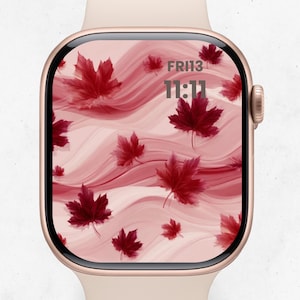 Pacchetto di sfondi per Apple Watch per il Giorno del Canada: fuochi d'artificio di Parliament Hill e foglie d'acero - Download digitale del quadrante patriottico canadese