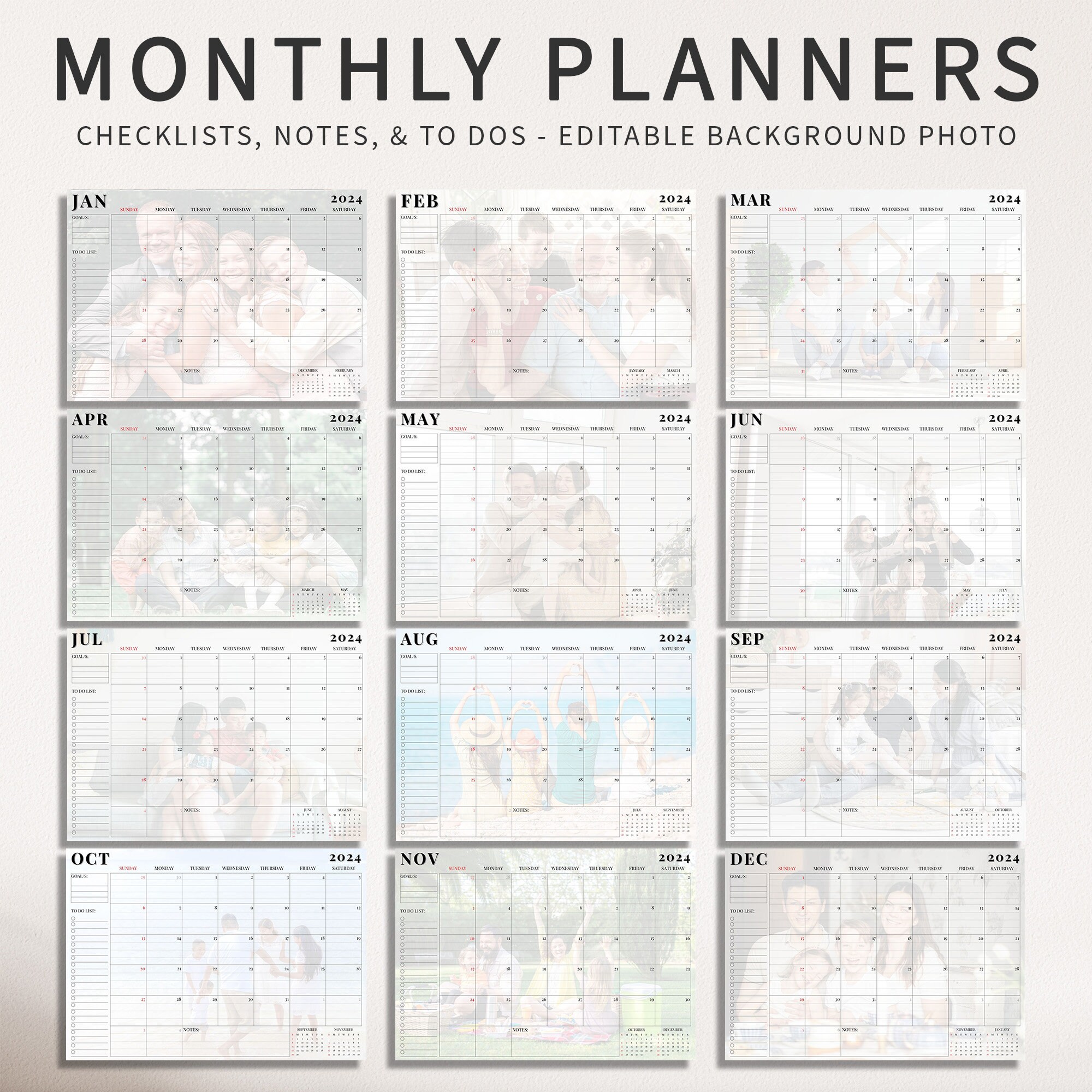 2025 Photo Calendar Template for Canva 14 Pages Printable Etsy