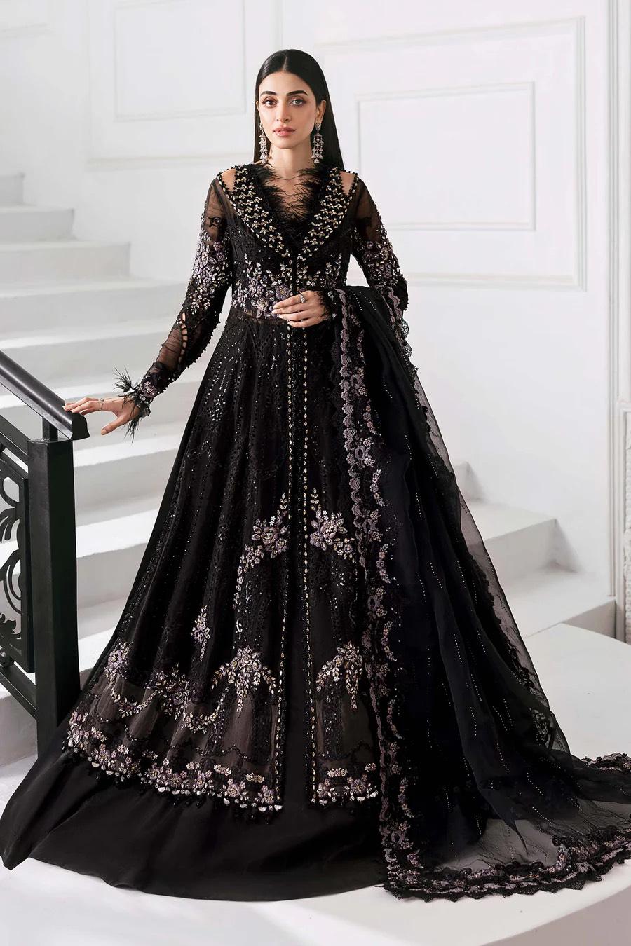 Mariab Embroidered Custom Stitched Maxi Wedding Collection, Party Wear, original Suit, Pakistani Indian Women Dress Black Dress
