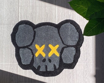 Tappeto trapuntato con logo kaws, tappeto personalizzato, arredamento casa, regalo di compleanno, stanza da letto, cameretta