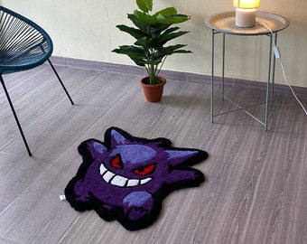 Quilted Gengar Rug - Decorative Mat for Kids' Room, Playroom Rug, Handcrafted Gengar Carpet, Anime Fan Gift