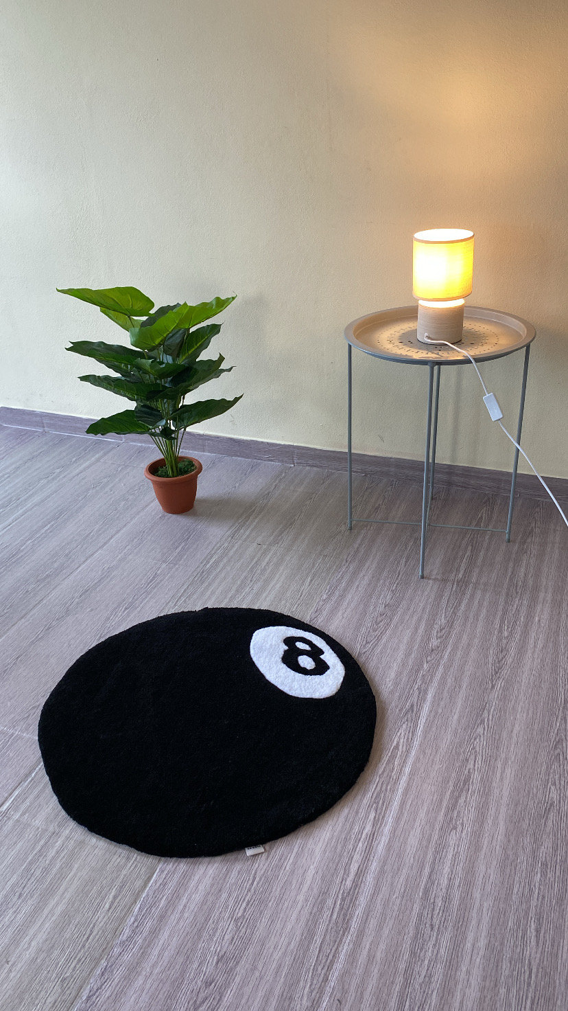 Round Rug With Pool Table 8-ball Shaped Rug | Unique Pool Table Design | Handmade Home Decor ...
