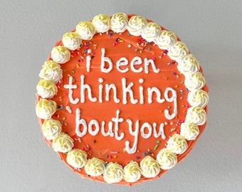 8” Channel Orange Fake Cake Art, Thinking Bout You, 8 inch Wall Decor, Dummy Cake