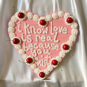 12 inch Pink Cake Art, Fake Cake Art, Dopamine Decor, Customizable Artwork, Valentine’s Day Gift, Maximalist Decor, Fake Heart Cake