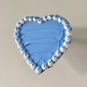 8” Custom Blue Heart Fake Cake Art, 8 inch Wall Decor, Dummy Cake