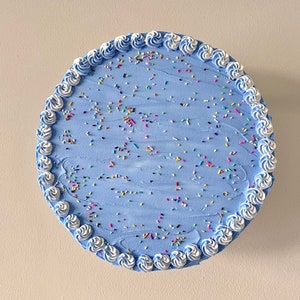 12” Custom Blue Fake Cake Art, 12 inch Wall Decor, Dummy Cake