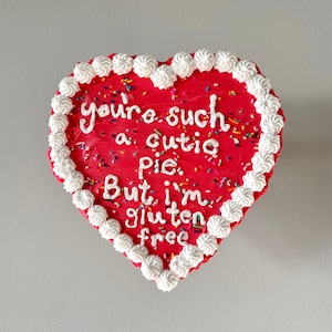 8” Heart Fake Cake Art, Cutie Pie, Red Icing 8 inch Wall Decor, Dopamine Decor
