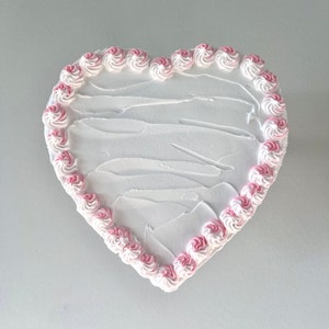 8” Custom White Heart Fake Cake Art, Vintage Heart Cake, 8 inch Wall Decor, Dummy Cake, Customizable Gift