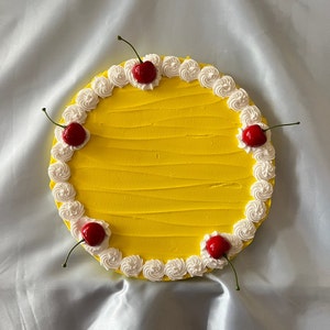 10” Custom Yellow Fake Cake Art, 10 inch Wall Decor, Dopamine Decor, Viral Cake Art, Food Art