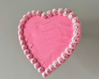 8” Custom Pink Heart Fake Cake, 8 inch Wall Decor, Dummy Cake, Heart Cake Art