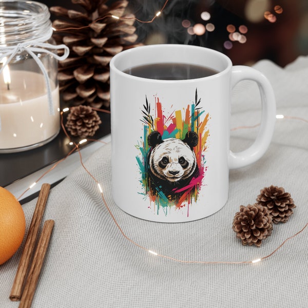 Panda Bear with a Vibrant Bamboo Background, Panda Mug, Chinese Panda Mug | Ceramic Mug 11oz