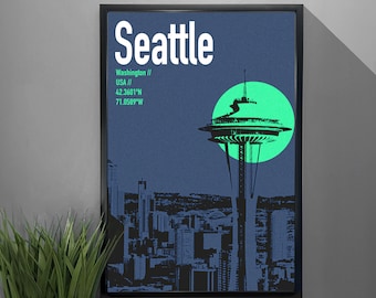 Seattle Minimalist Travel Poster - Premium Fine Art Print