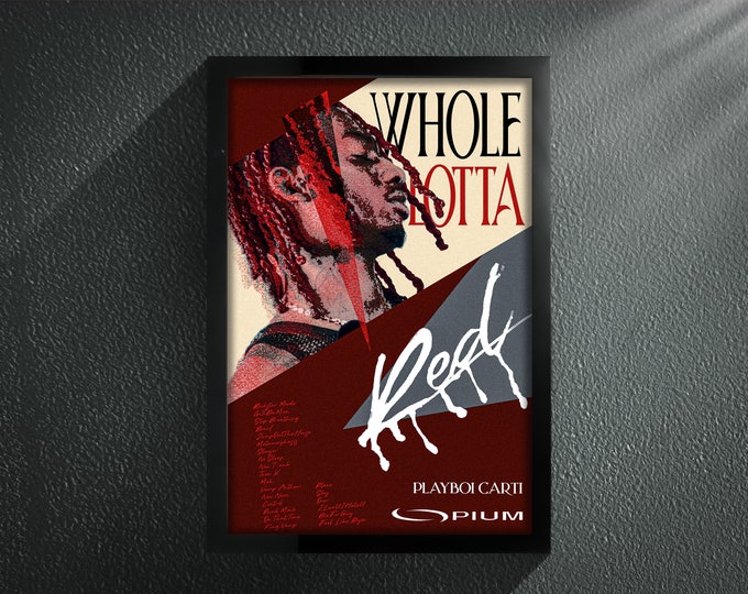 Featured listing image: Playboi Carti Whole Lotta Red Album Poster - Premium Minimalist Album Poster Print