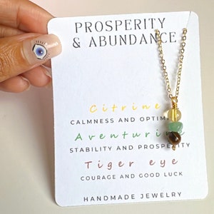 14k Goldplated Gemstone Necklace: Citrine, Aventurine, Tiger Eye