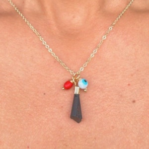Black Azabache Necklace: 14k Goldplated Evil Eye Amulet, 18 inch