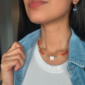 Colar personalizado Sunset, colar de letras, colar de miçangas, gargantilha de miçangas, colar boho, colar indie, colar estilo africano