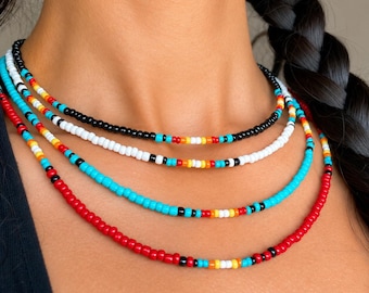 Ras de cou coucher de soleil en perles de rocaille : collier bohème indépendant