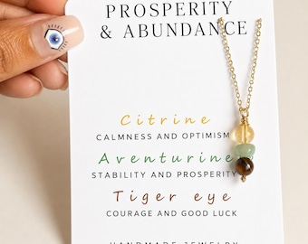 14k Goldplated Gemstone Necklace: Citrine, Aventurine, Tiger Eye