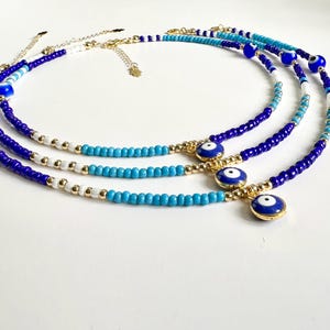 Koralikowy naszyjnik z złym okiem, turecki naszyjnik ze złym okiem, biżuteria amulet ochronny, naszyjnik duchowy, przeciwko zazdrości i amulety na szczęście