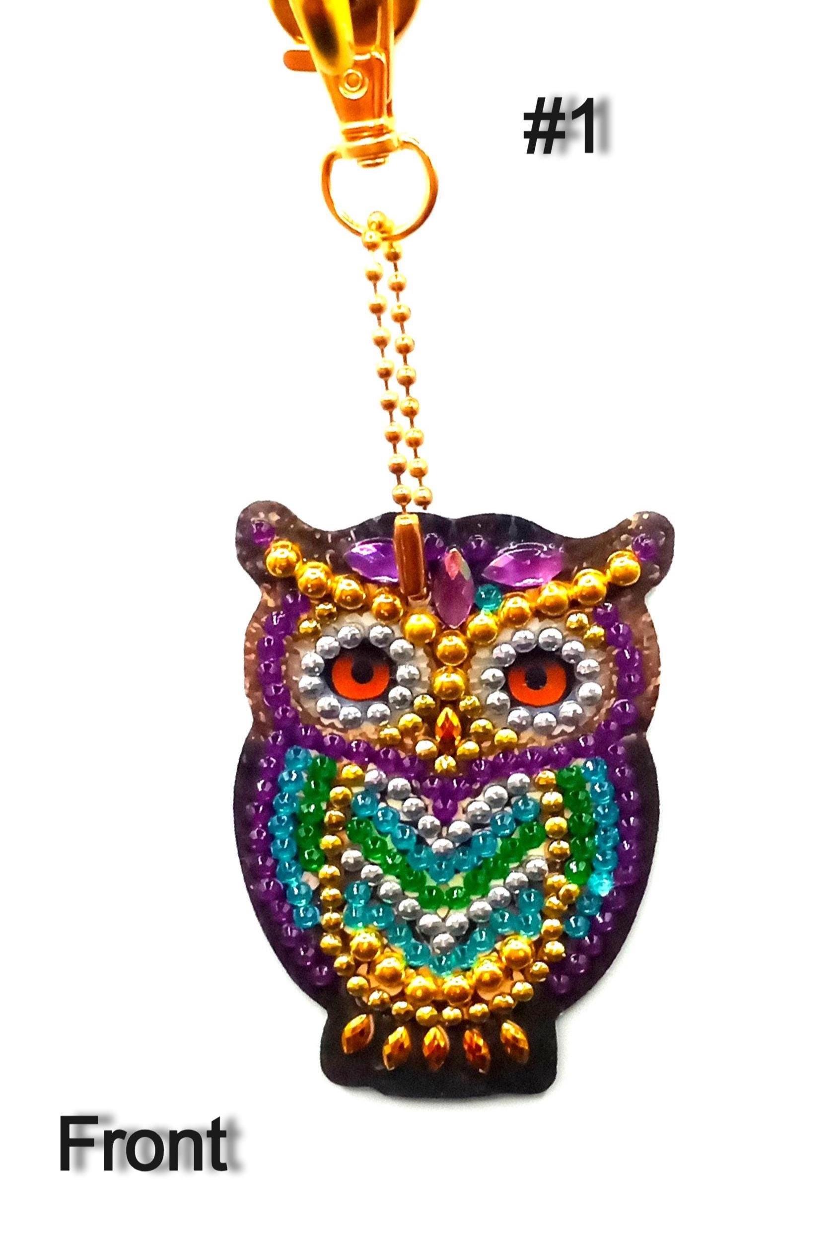 Finished Diamond Art - Owl Keychain/Zipper Pull - Double-sided Design