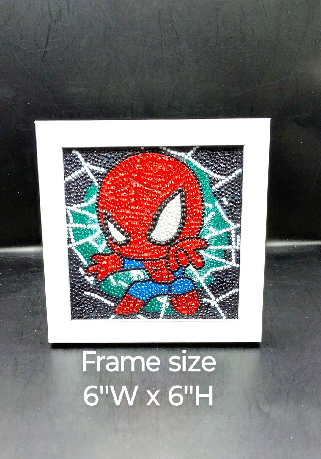 COMPLETED Diamond Art Spidey Picture Black Wood Frame Included - Etsy
