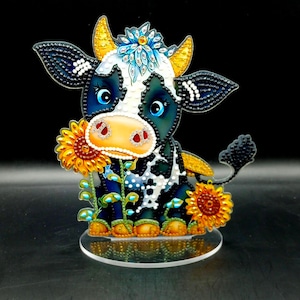 FINISHED DIAMOND ART - Cow - Acrylic Tabletop