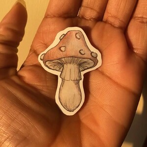 Sticker champignon vénéneux sur le thème de la nature - Sticker champignon vénéneux en vinyle pour ordinateur portable, scrapbooking ou journal