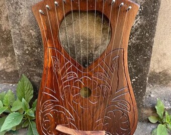 Heart Flower Lyre Harp Rosewood 12 Metal Strings Handmade Lyre Harps with free beg key and strings