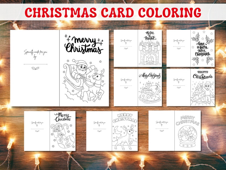 Printable Christmas Coloring Cards for Kids, Color Your Own Holiday ...