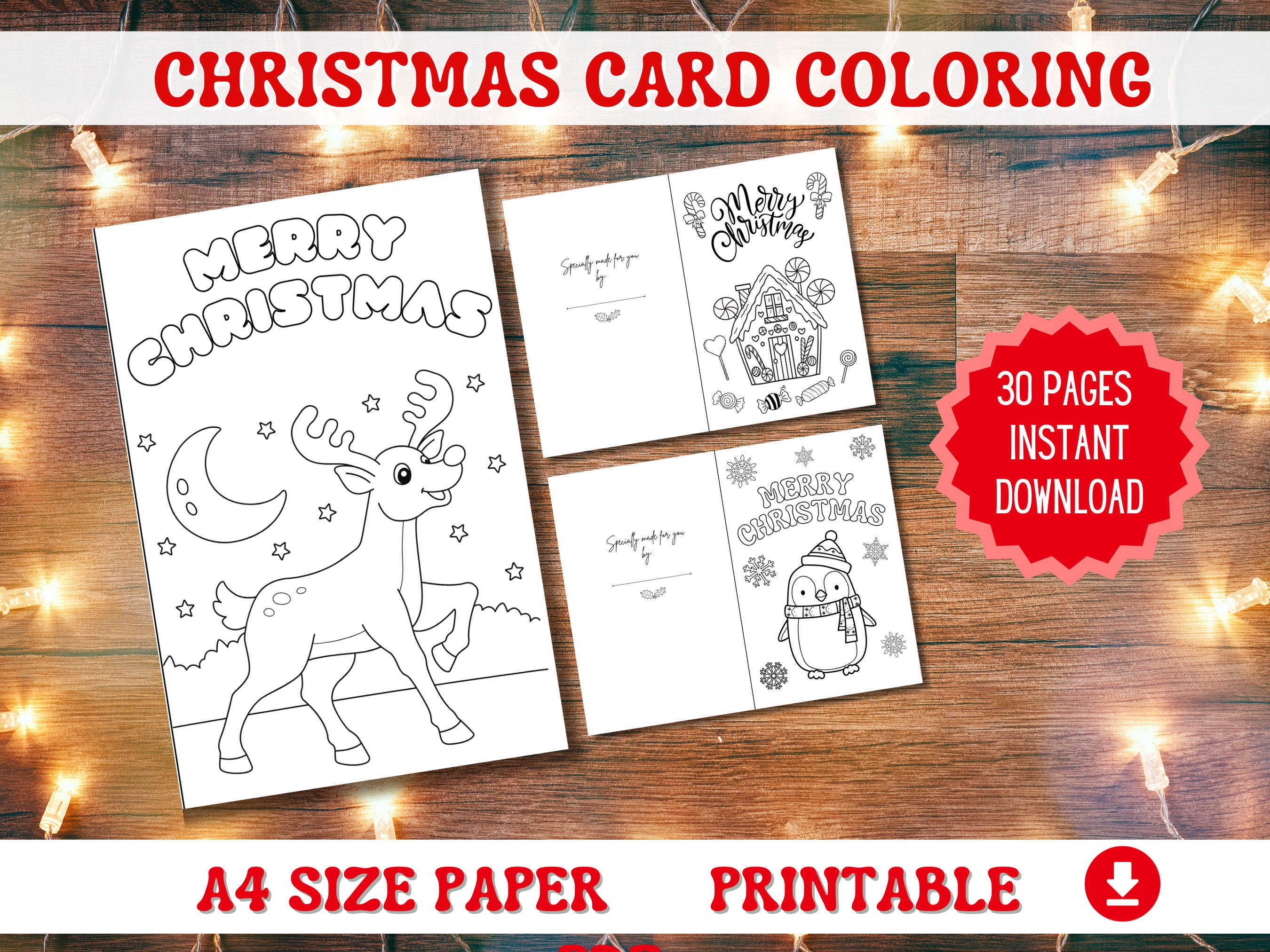 Printable Christmas Coloring Cards for Kids, Color Your Own Holiday ...