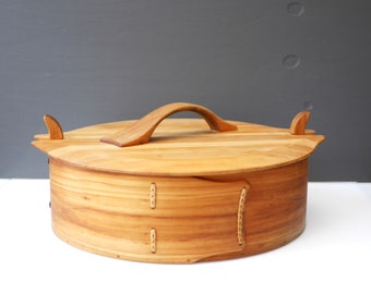 Traditional handmade breadbin, Swedish bentwood round box, a rather large ethnic vintage 'Svepask'.  With free delivery