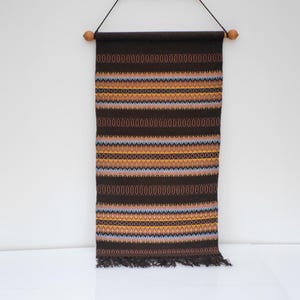 Traditional Swedish handmade vintage Wall hanging, &#39;Rana&#39;, a wall art made of fine wool mute colors. Traditional Scandinavian &quot;Rosengång&quot;
