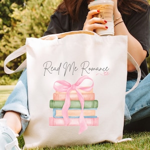 Coquette Aesthetic Tote Bag, Women&#39;s Tote, Cute Tote Bag, Book Lovers Gifts, Reader Tote Bag, Library Tote Bag