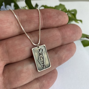 Tag dog Karte von Israel, Halskette mit Anhänger, Landkarte, Sterling Silber 925
